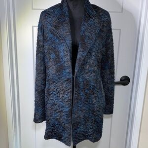 Erin London Blue/Black Textured Women's Jacket Size Large